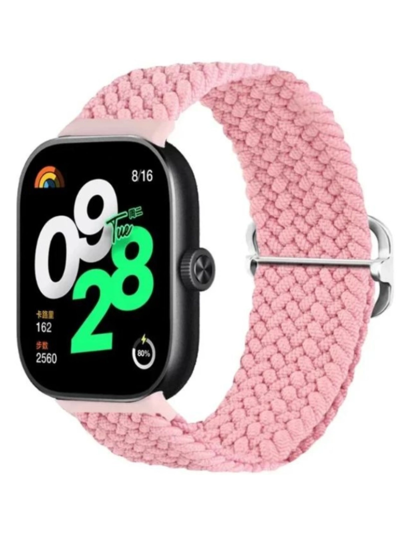 Antiimpacto! - Bracelete em Nylon trançada ajustável para Xiaomi band 7 Pro Rosa