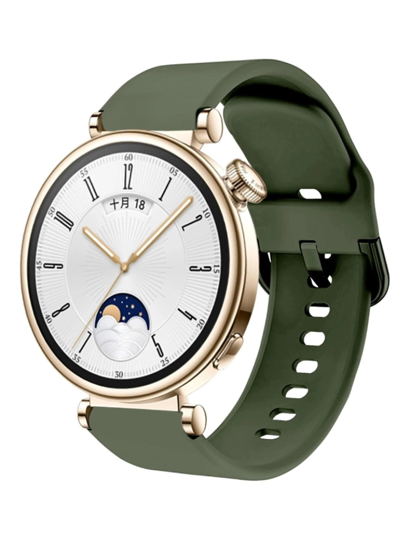 Antiimpacto! - Bracelete suave em silicone liquido para Huawei Watch GT 4 41mm Verde oliva