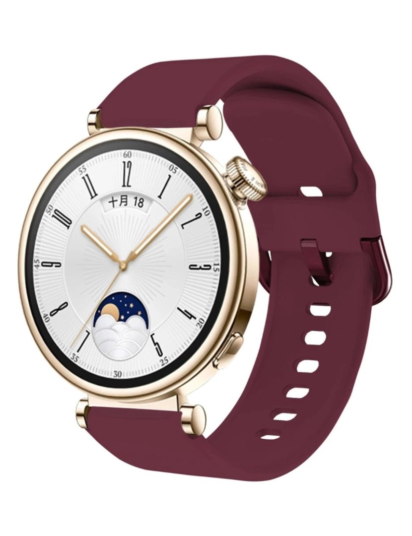 Antiimpacto! - Bracelete suave em silicone liquido para Huawei Watch GT 4 41mm Vinho