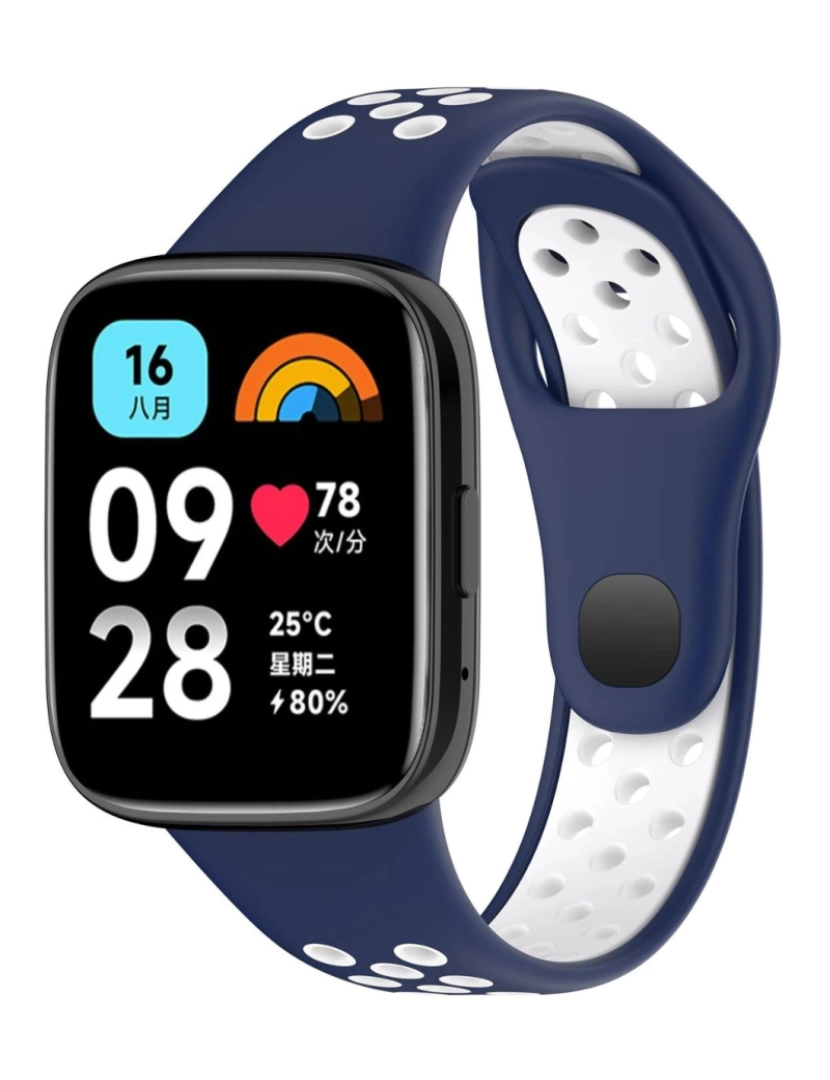 Antiimpacto! - Bracelete desportivo dual tone para Redmi Watch 3 Active Azul escuro e Branco