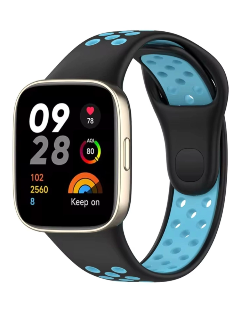 Antiimpacto! - Bracelete desportivo dual tone para Redmi Watch 3 Active Preto e Azul