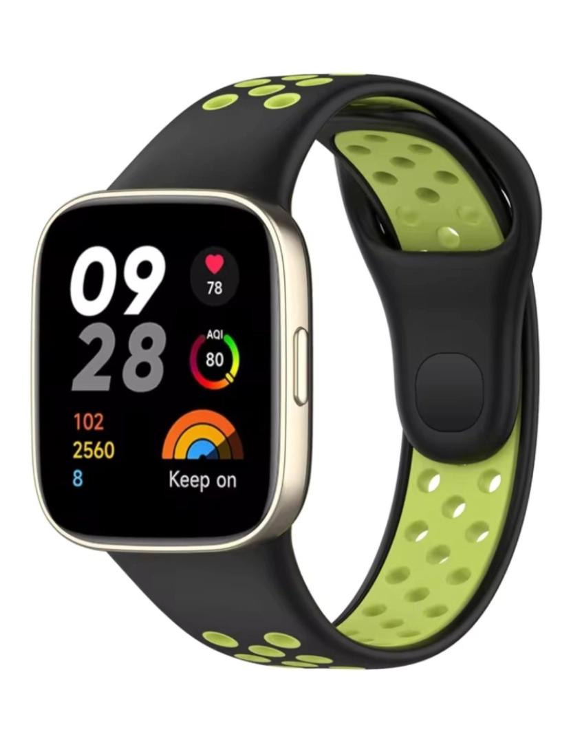 Antiimpacto! - Bracelete desportivo dual tone para Redmi Watch 3 Active Preto e verde claro