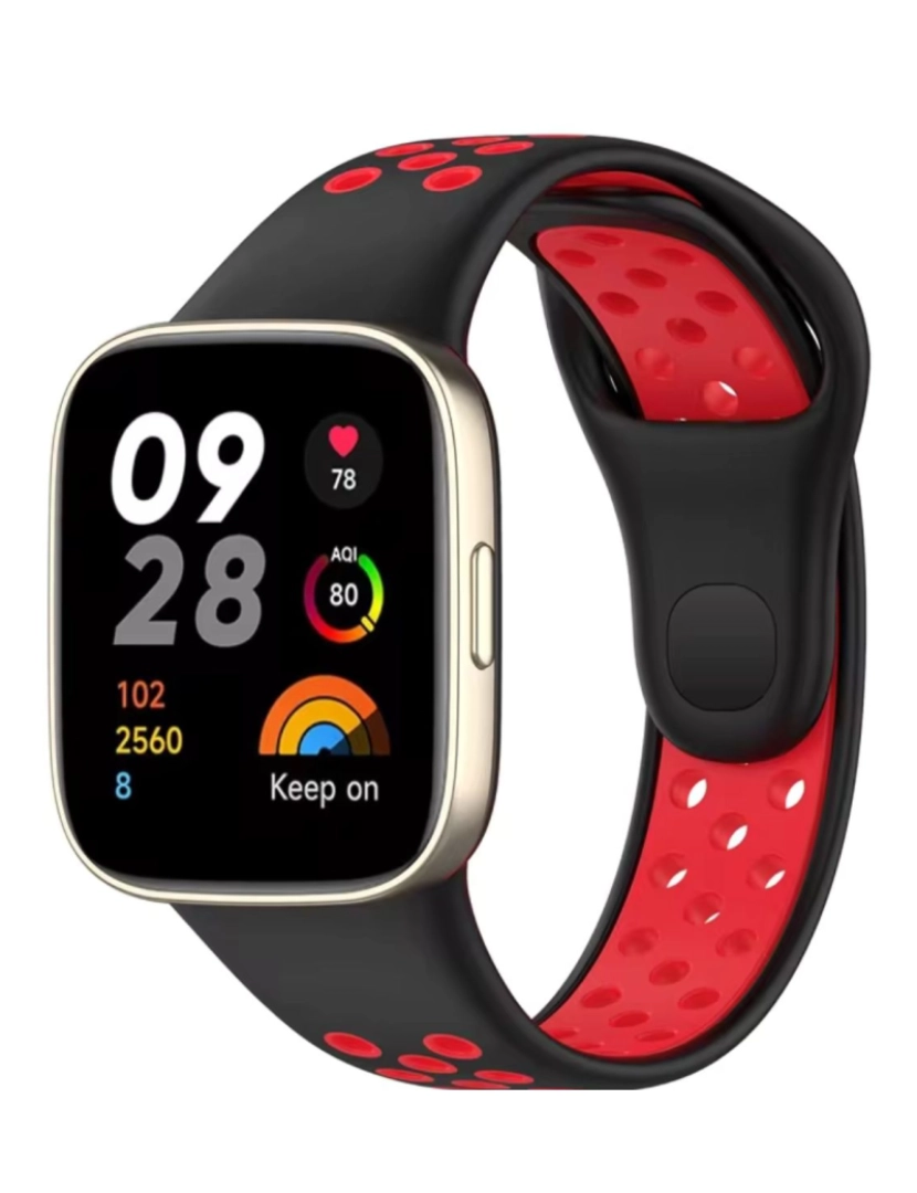 Antiimpacto! - Bracelete desportivo dual tone para Redmi Watch 3 Active Preto e Vermelho