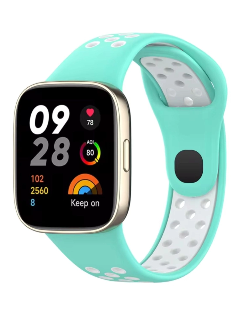 Antiimpacto! - Bracelete desportivo dual tone para Redmi Watch 3 Active verde aqua e Branco