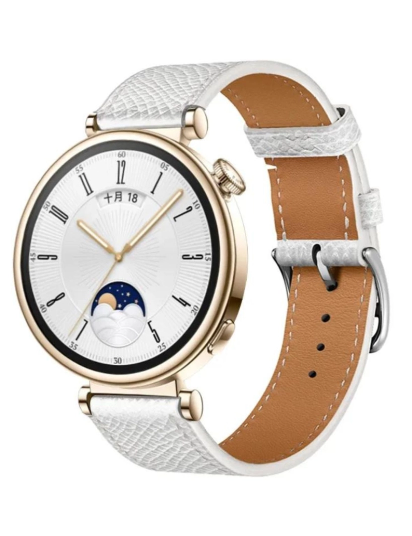 Antiimpacto! - Bracelete em pele PU com costura para Huawei Watch GT 4 41mm Branco