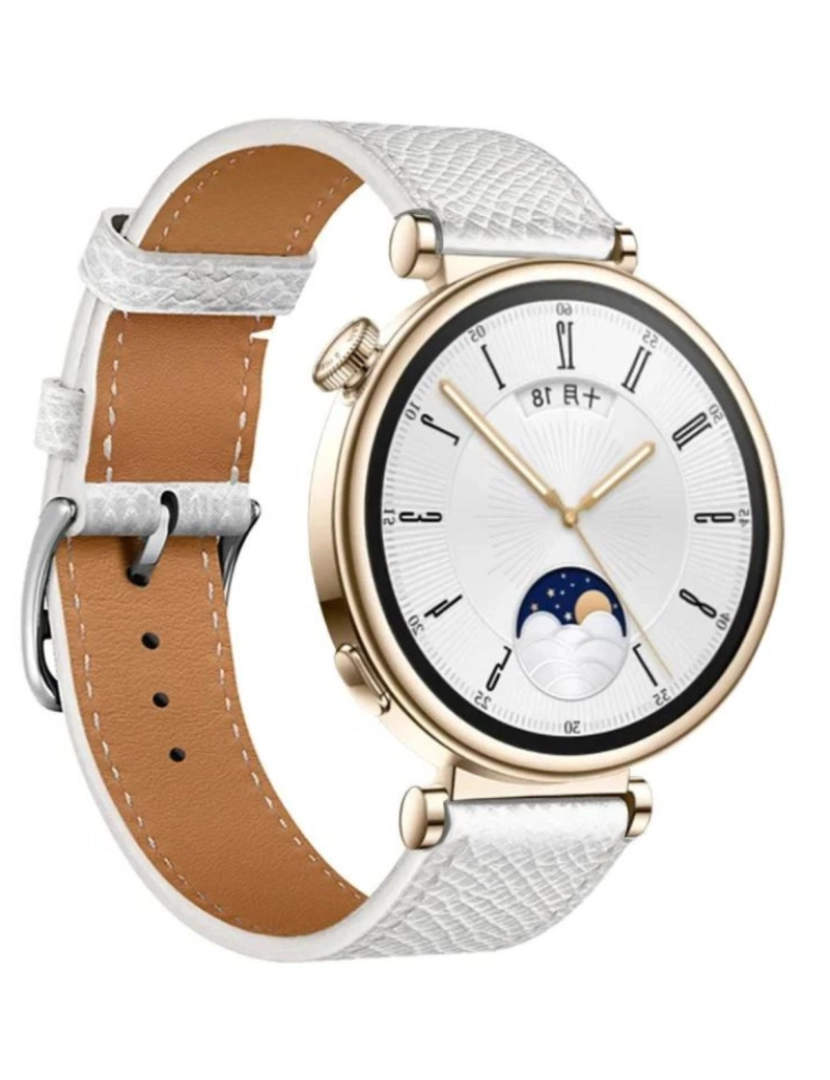 imagem de Bracelete em pele PU com costura para Huawei Watch GT 4 41mm Branco2