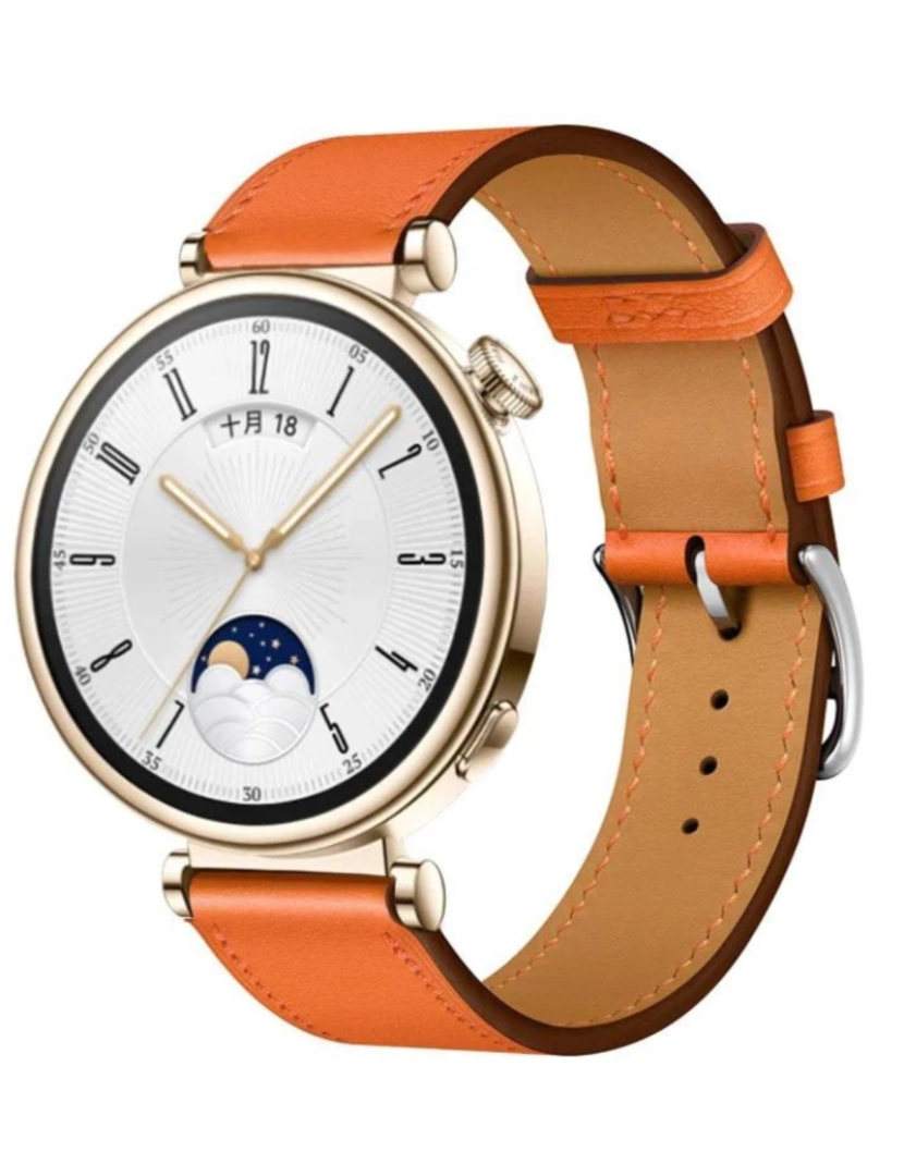 Antiimpacto! - Bracelete em pele PU com costura para Huawei Watch GT 4 41mm Laranja