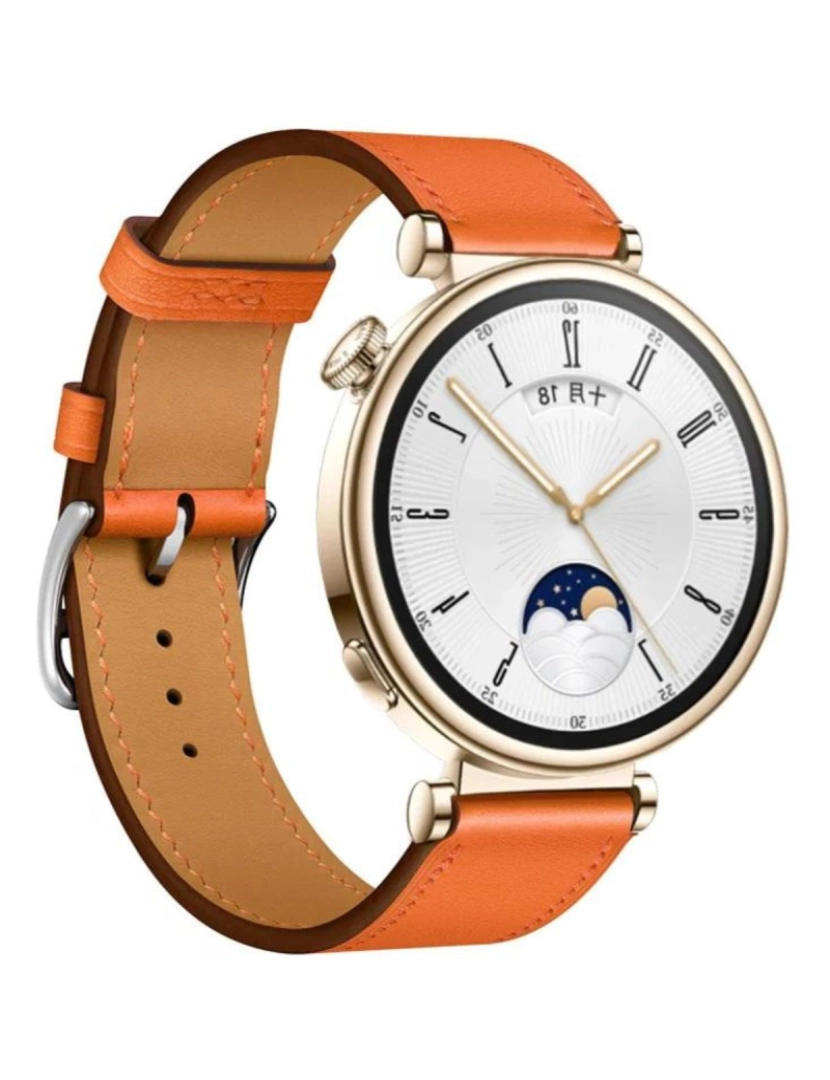 imagem de Bracelete em pele PU com costura para Huawei Watch GT 4 41mm Laranja2