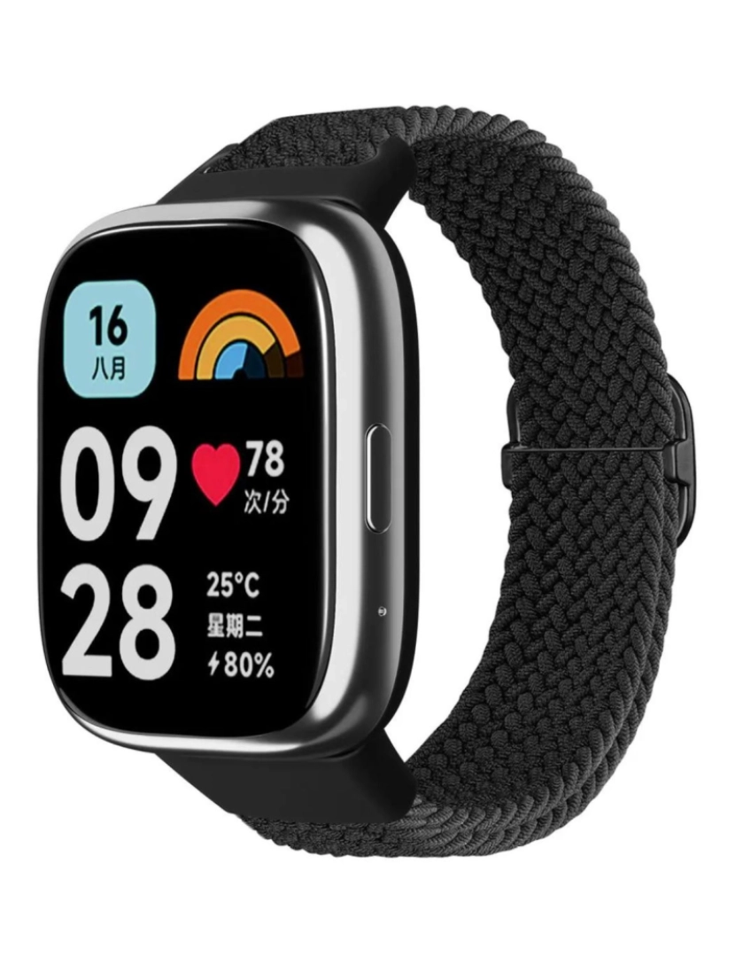 Antiimpacto! - Bracelete em Nylon trançada ajustável para Redmi Watch 3 Active Preto