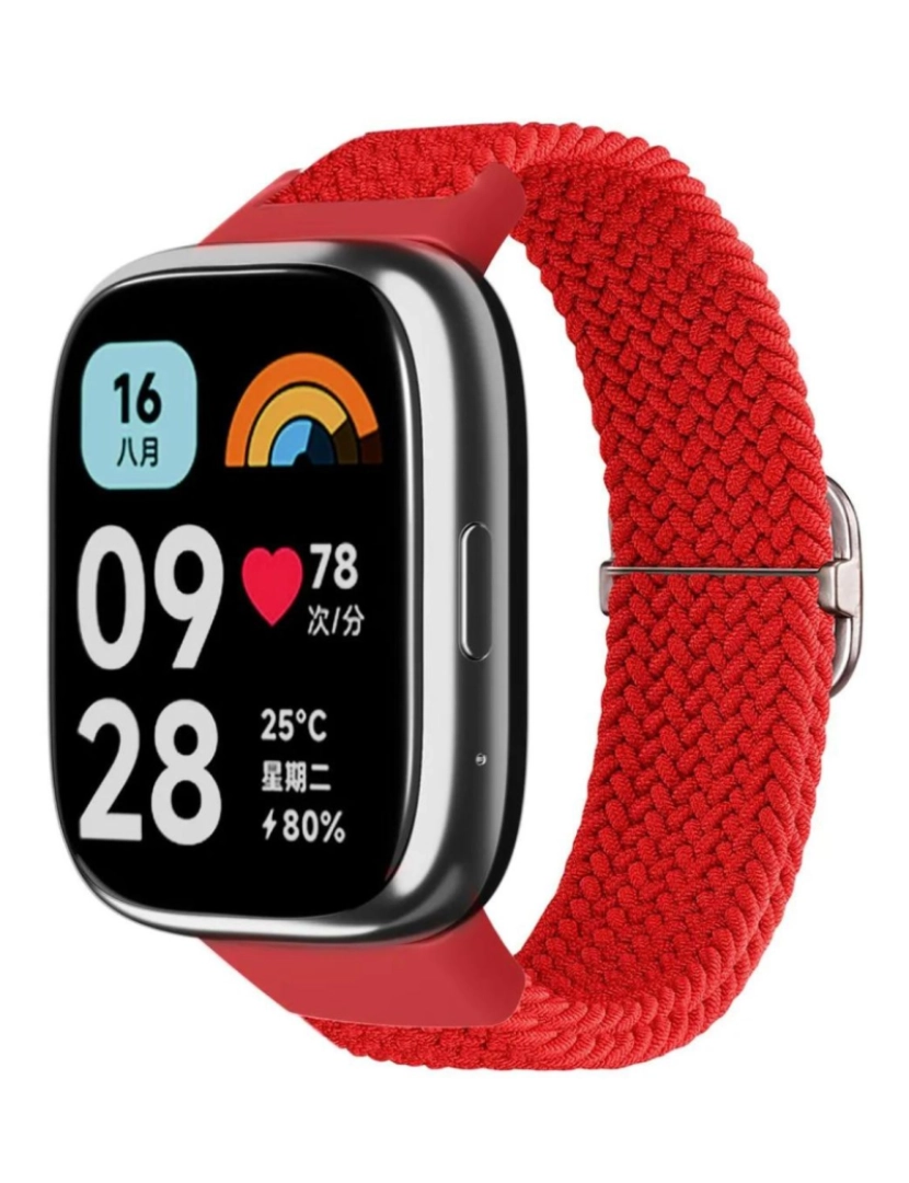 Antiimpacto! - Bracelete em Nylon trançada ajustável para Redmi Watch 3 Active Vermelho