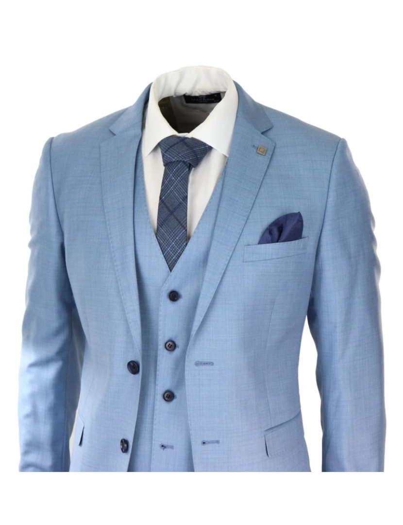 imagem de Terno retrô masculino de 3 peças azul claro Classic Stitch5