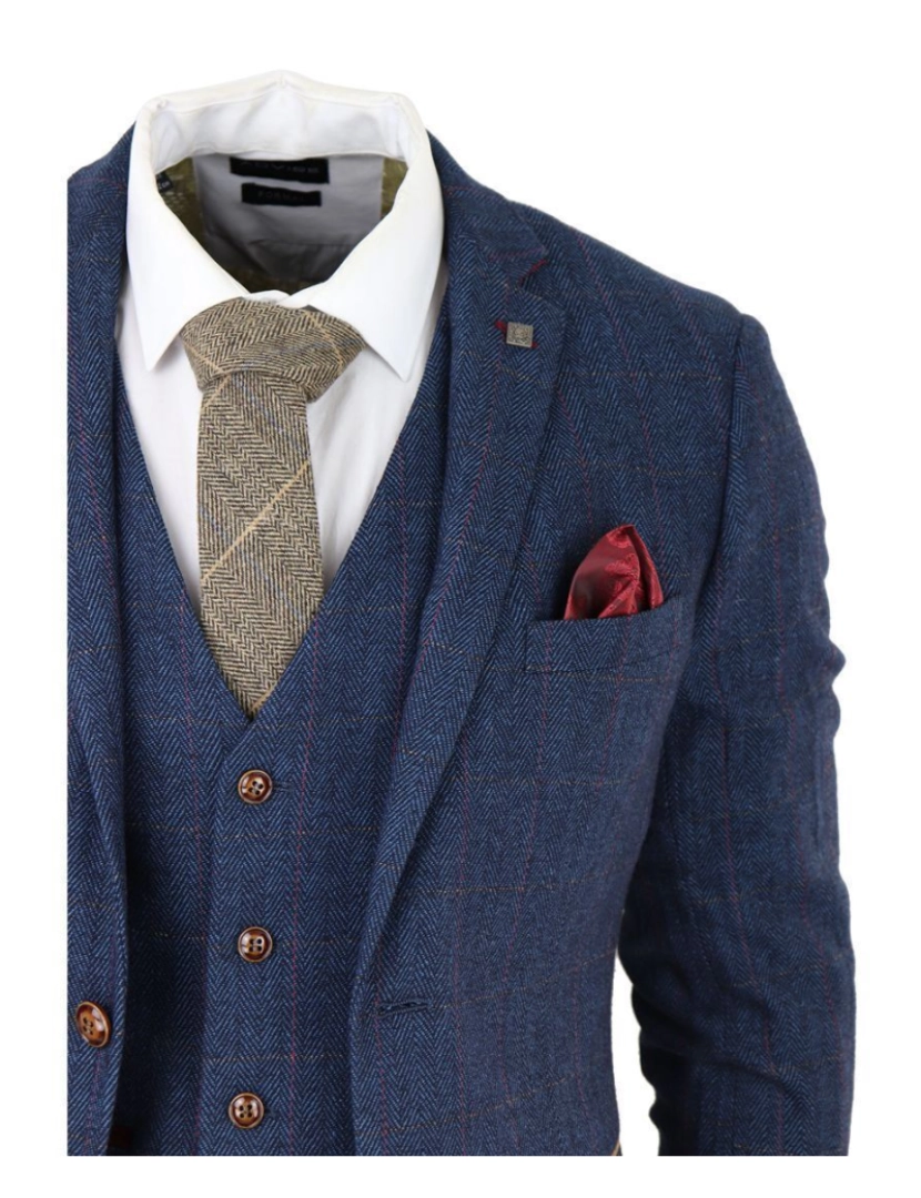 imagem de Terno masculino azul tweed xadrez de 3 peças4