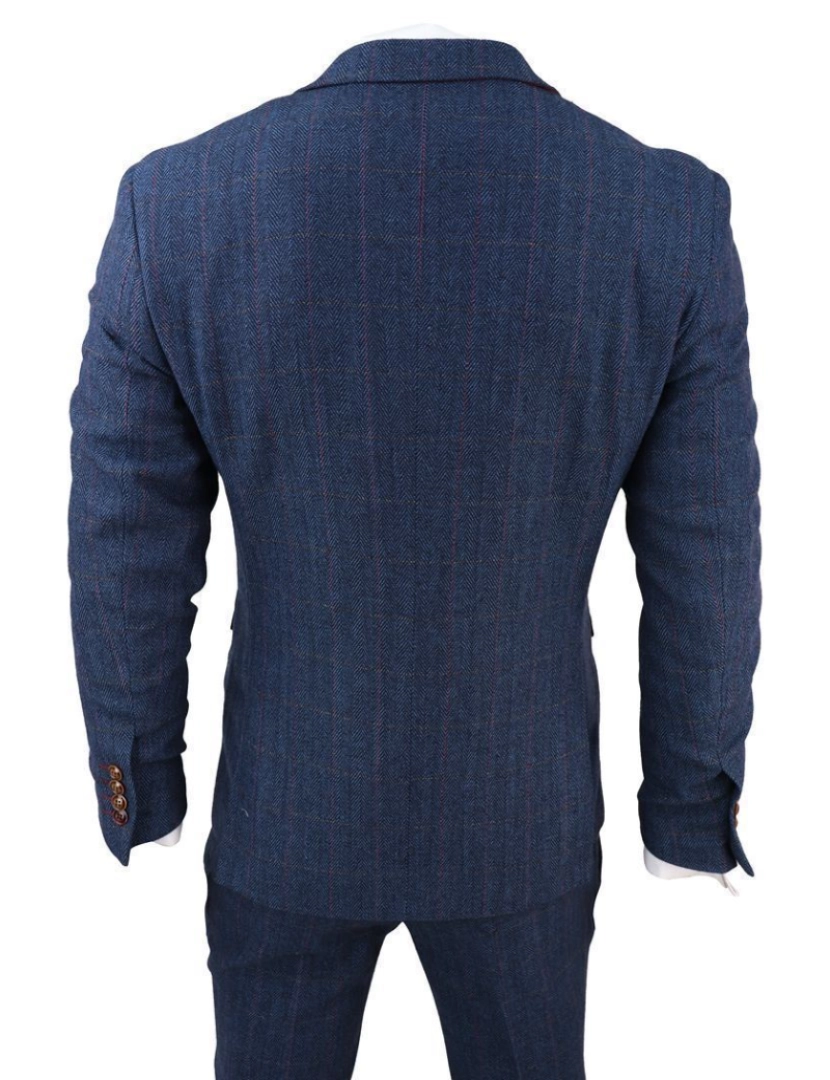 imagem de Terno masculino azul tweed xadrez de 3 peças6