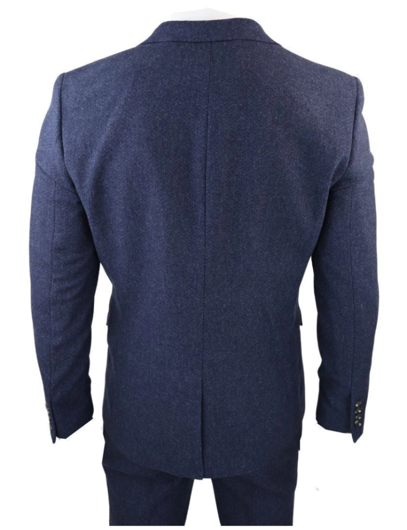 imagem de Terno masculino de lã tweed azul marinho de 3 peças6