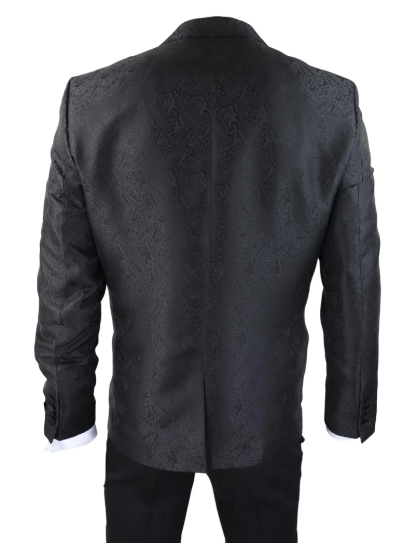 imagem de Blazer masculino preto smoking colete brocado cetim paisley jaqueta de jantar formal6