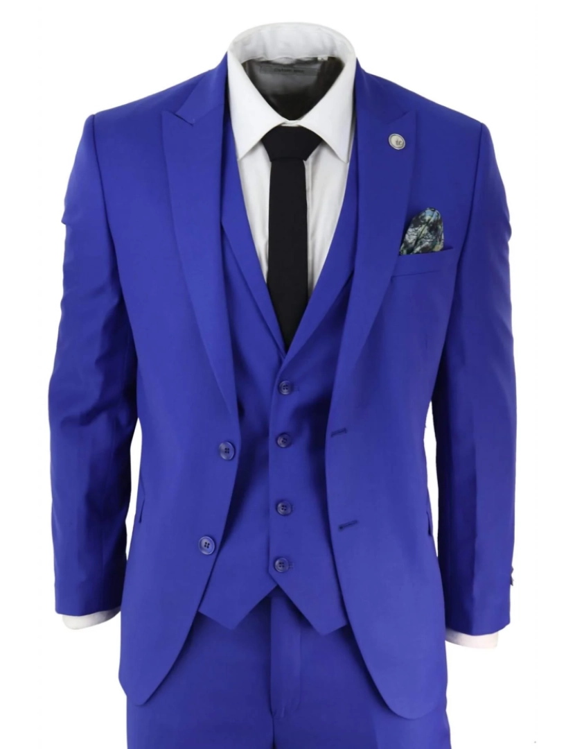 Truclothing - Terno masculino de 3 peças azul royal sob medida terno completo padrinho noivo baile de casamento