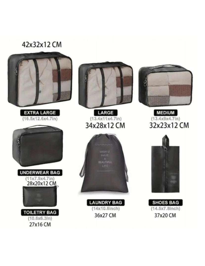 imagem de Conjunto de Viagem de 7 Bolsas Organizadoras Cinza KS41WZ24