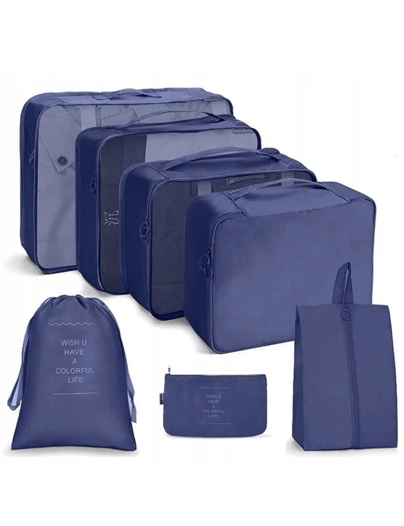 Ecarla - Conjunto de Viagem de 7 Bolsas Organizadoras Azul KS41WZ4