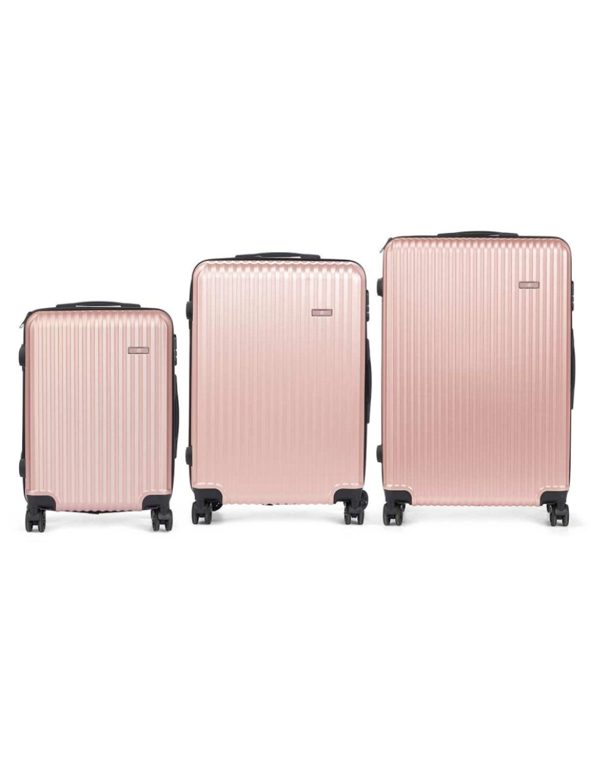 BB - Conjunto de malas de Viagem Cor de Rosa Riscas 3 Peças