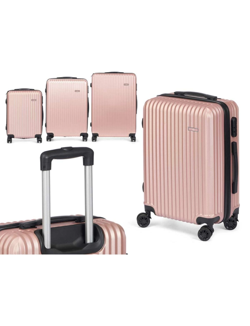 imagem de Conjunto de malas de Viagem Cor de Rosa Riscas 3 Peças4