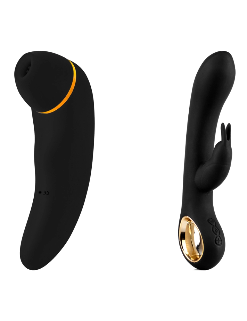 Hugbox - Pack de brinquedos sexuais - Pack 2 best sellers - Preto: estimulador de clitóris e vibrador rabbit