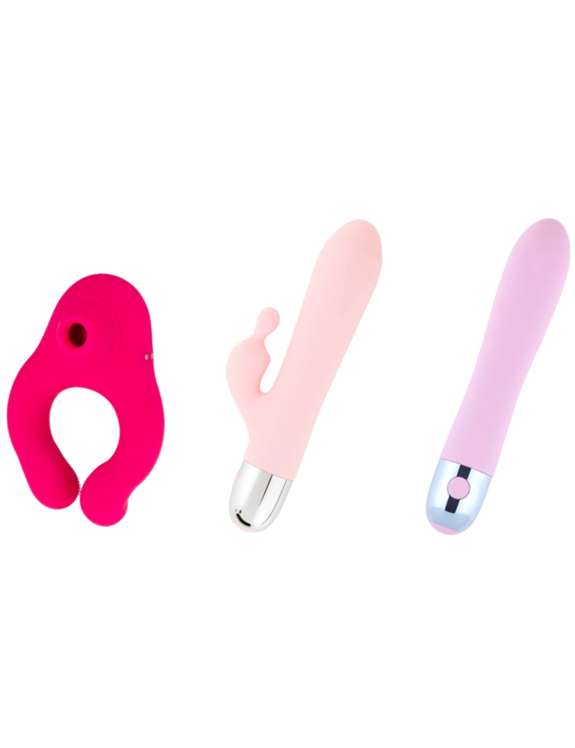 Hugbox - Sextoys - Pack descoberta - Rosa: estimulador de clitóris, vibrador rabbit, vibrador de ponto G