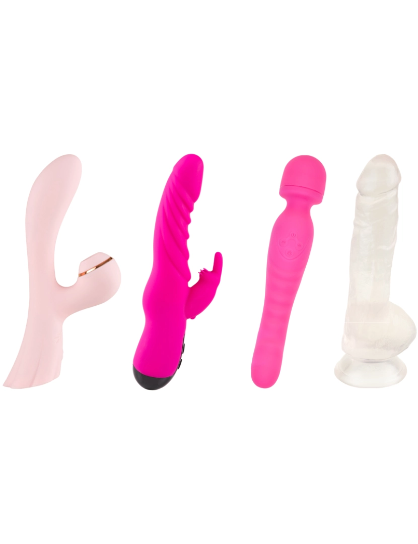 Hugbox - Pack de brinquedos sexuais - Pack Expert - Rosa: estimulador de clitóris, vibrador rabbit, vibrador wand e dildo