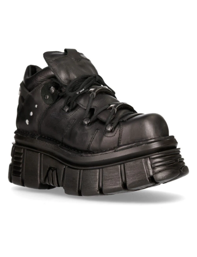 imagem de New Rock 106N-S52 TORRE SAPATOS Metálico Preto Couro Biker Punk Botas Góticas1