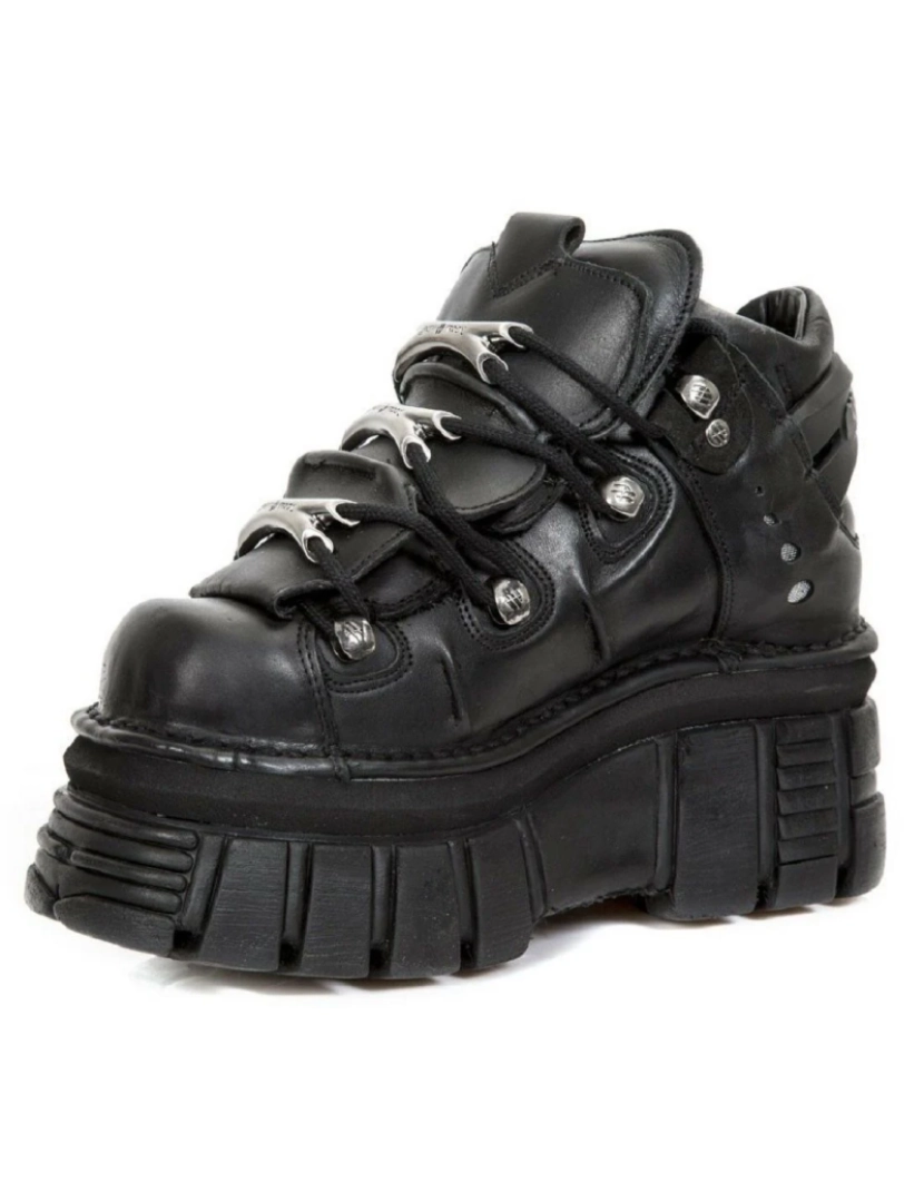 imagem de New Rock 106-S29 TORRE SAPATOS Metálico Preto Couro Biker Punk Botas Góticas3