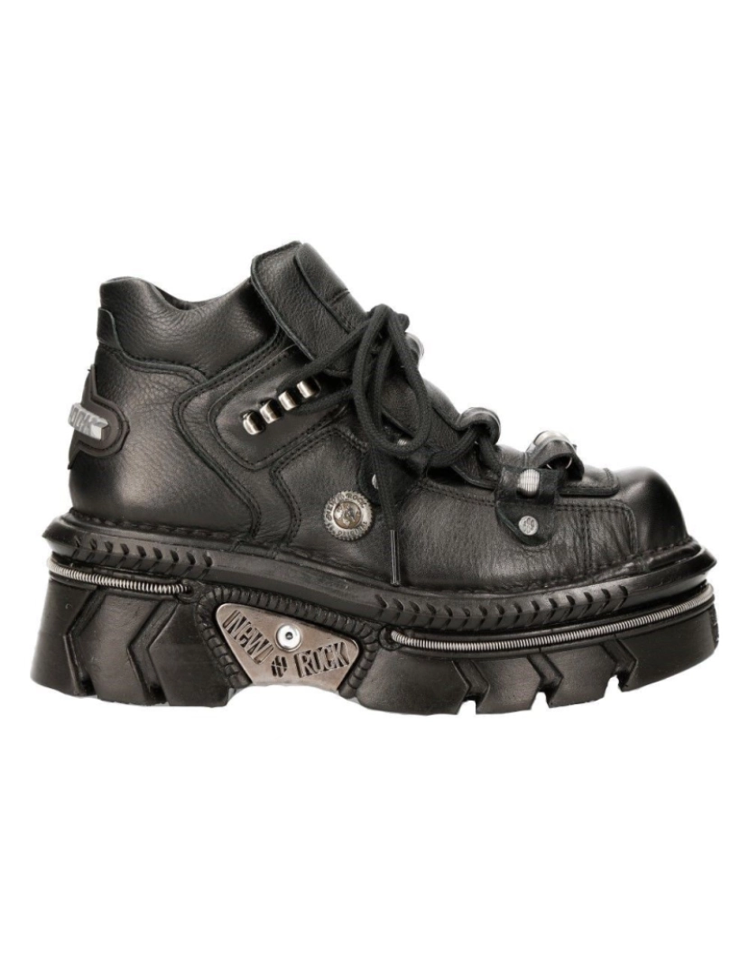 imagem de Botas Techno Góticas New Rock Unissex Couro Preto Metálico - M-215-S64