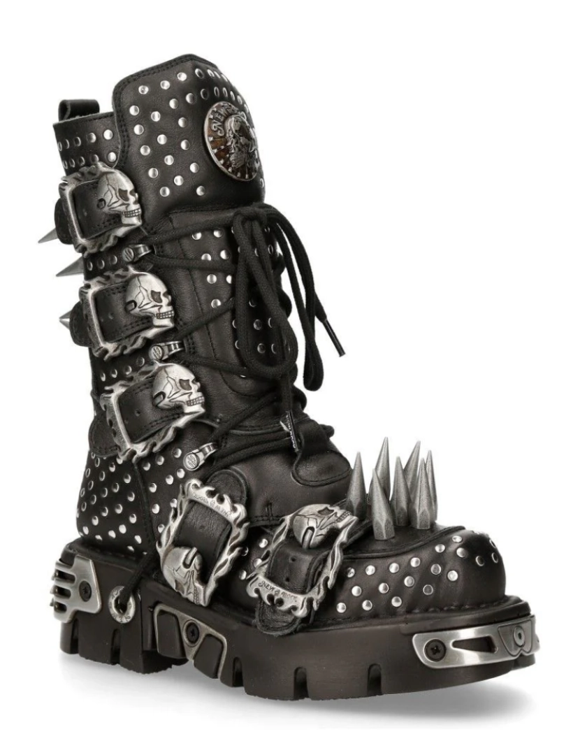 imagem de Botas góticas com tachas de couro preto New Rock-1535-S11