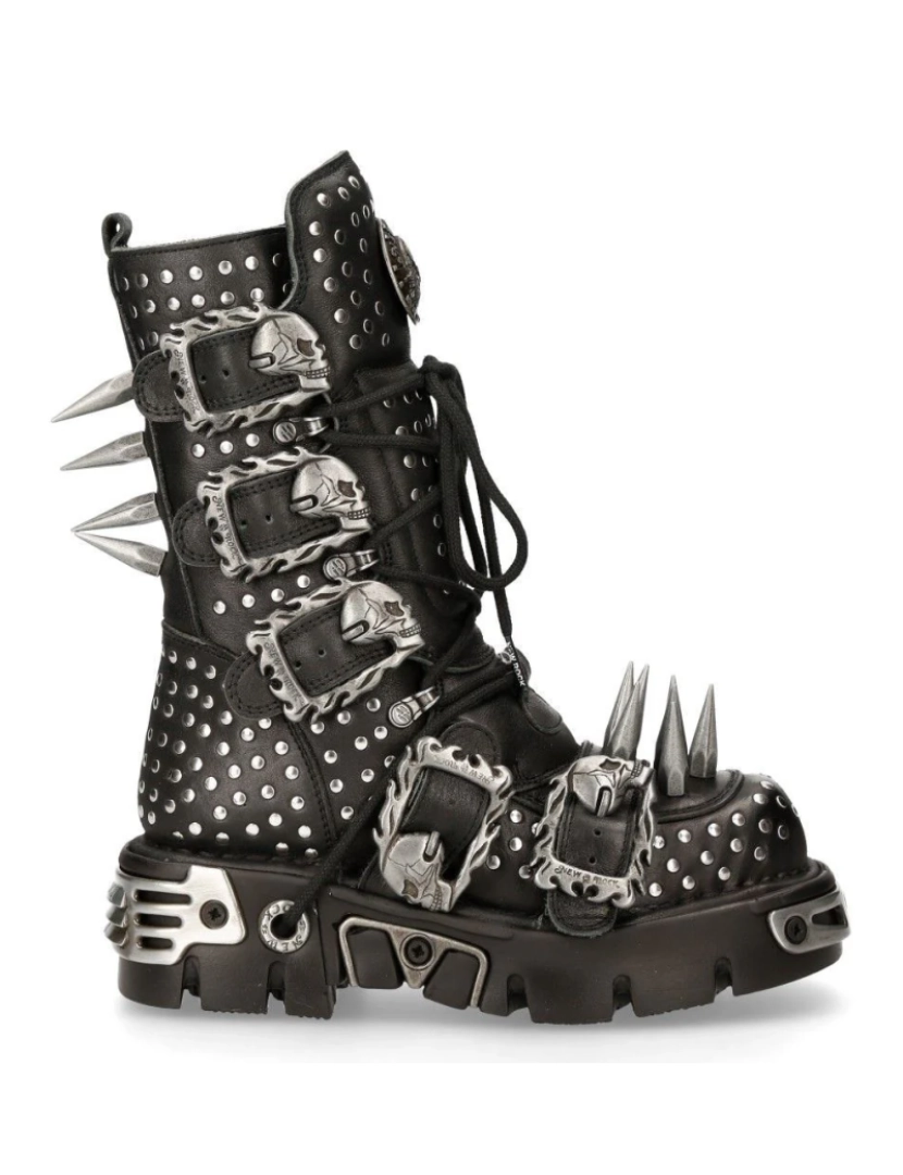 imagem de Botas góticas com tachas de couro preto New Rock-1535-S13