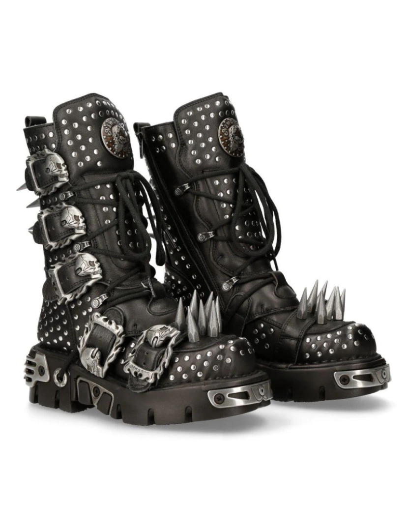 imagem de Botas góticas com tachas de couro preto New Rock-1535-S17