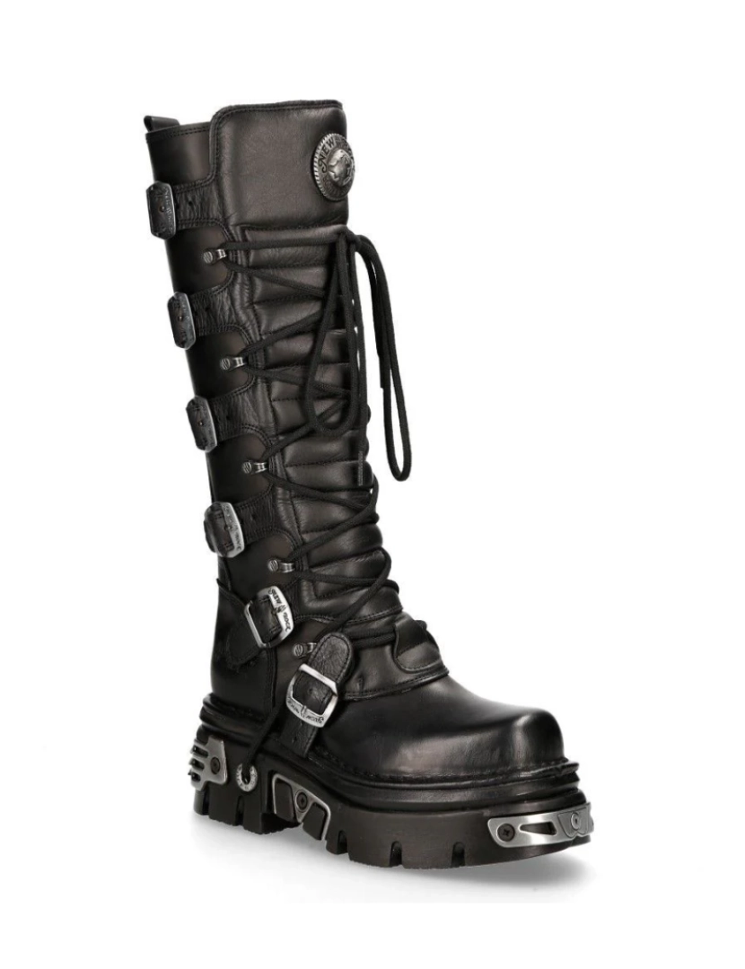 imagem de Botas góticas de couro preto com cano alto New Rock-272-S11