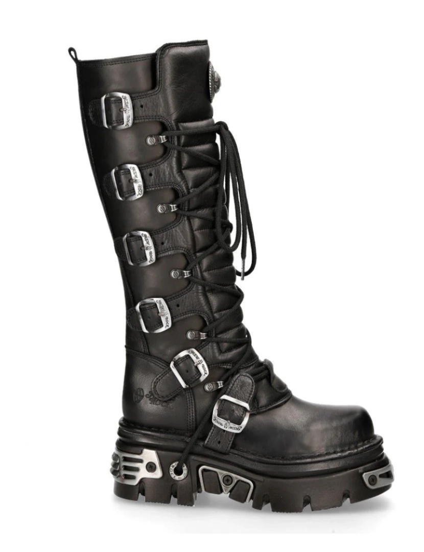 imagem de Botas góticas de couro preto com cano alto New Rock-272-S13