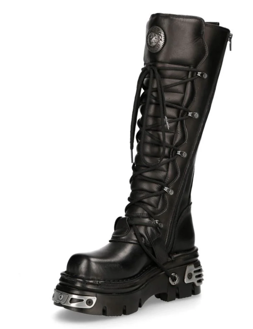 imagem de Botas góticas de couro preto com cano alto New Rock-272-S15