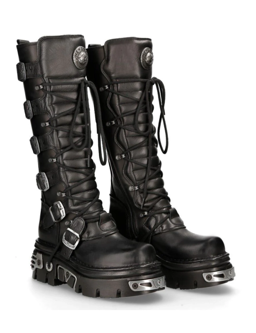 imagem de Botas góticas de couro preto com cano alto New Rock-272-S17