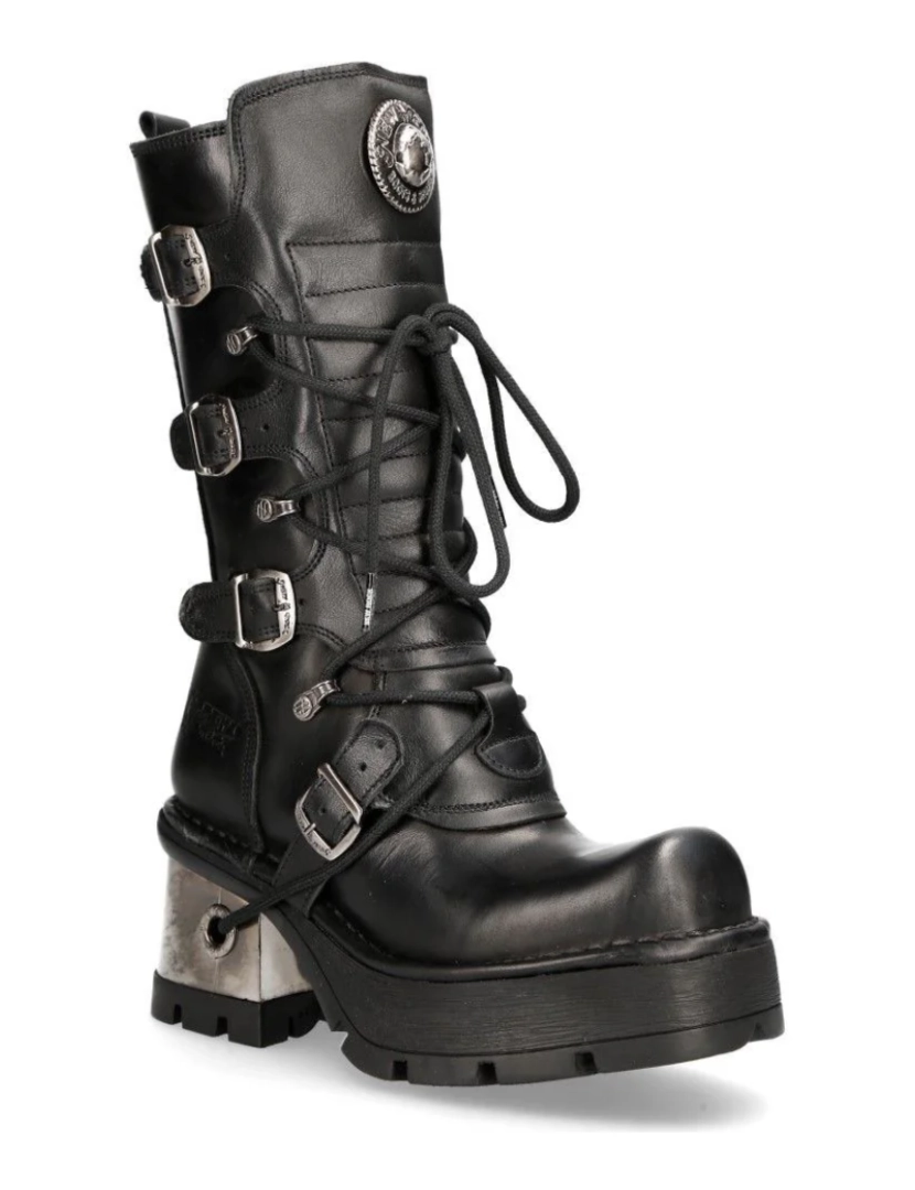 New Rock - Botas femininas góticas de cano médio de couro New Rock-373-S33