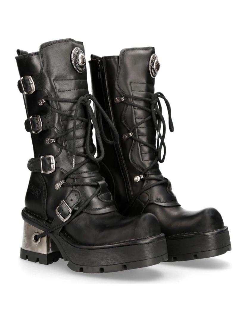 imagem de Botas femininas góticas de cano médio de couro New Rock-373-S337