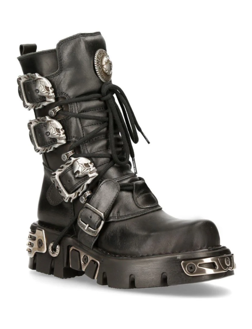 imagem de Botas de couro gótico de cano médio preto New Rock-391-S11