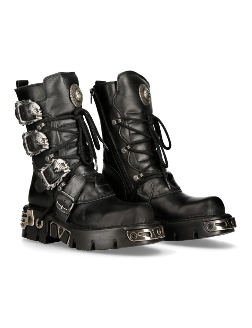 imagem de Botas de couro gótico de cano médio preto New Rock-391-S16