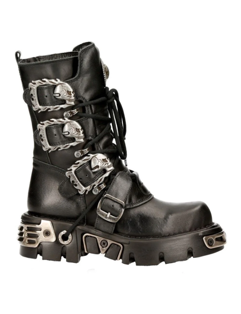 imagem de Botas de couro gótico de cano médio preto New Rock-391-S17