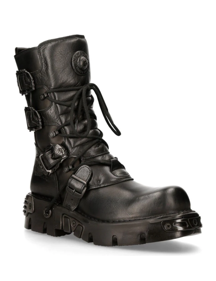 imagem de Botas de cano médio de couro preto New Rock-391-S181