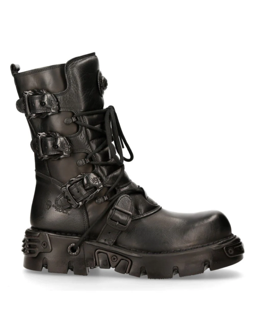 imagem de Botas de cano médio de couro preto New Rock-391-S183