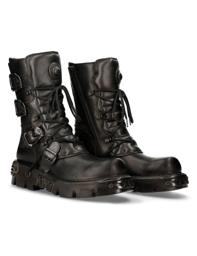 imagem de Botas de cano médio de couro preto New Rock-391-S187