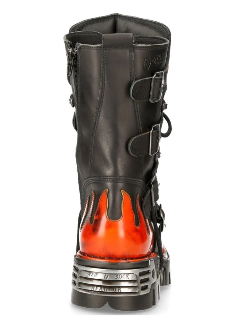 imagem de Botas New Rock Flame com detalhes em couro preto/vermelho - 591-S16