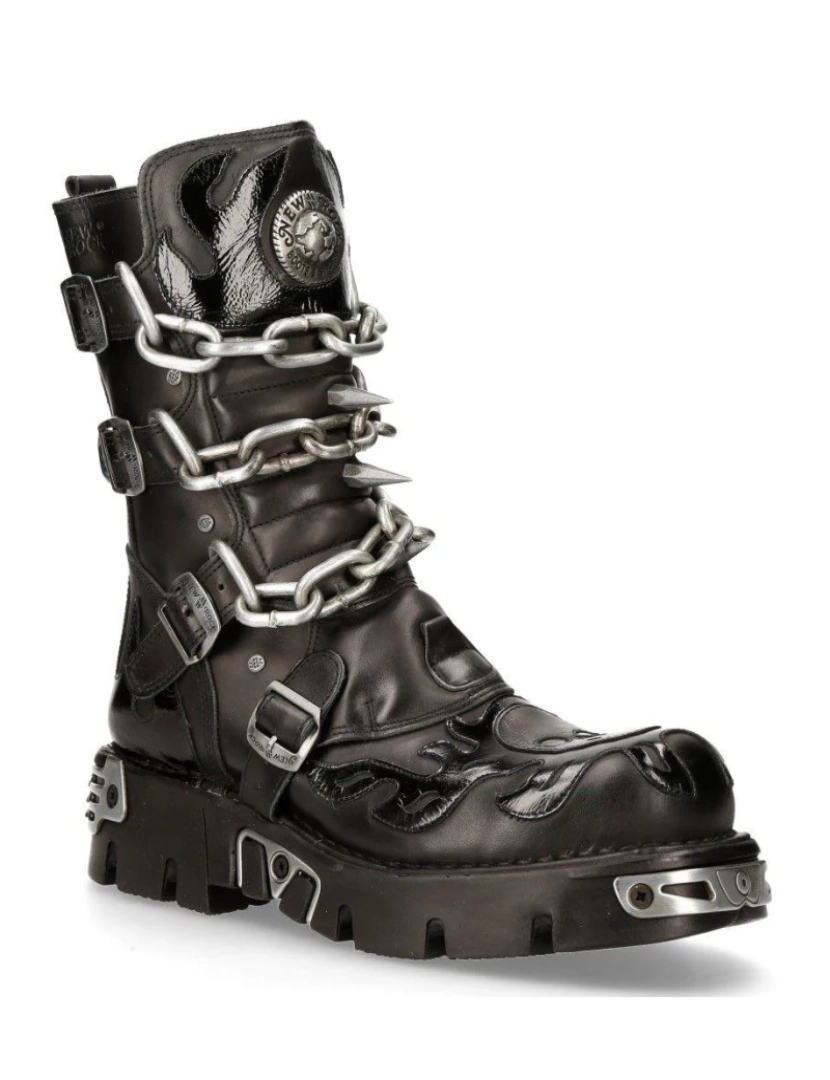 imagem de Botas góticas de cano médio com pontas pretas New Rock-727-S11