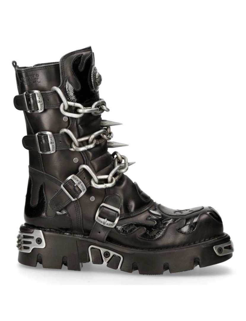 imagem de Botas góticas de cano médio com pontas pretas New Rock-727-S13