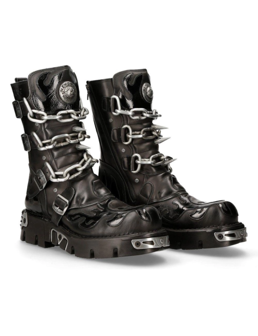 imagem de Botas góticas de cano médio com pontas pretas New Rock-727-S17