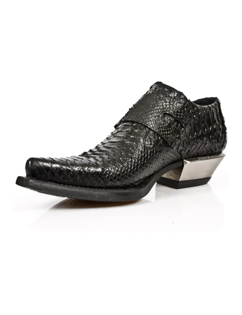 imagem de Sapatos com fivela de couro preto Python em relevo New Rock-7934-S25